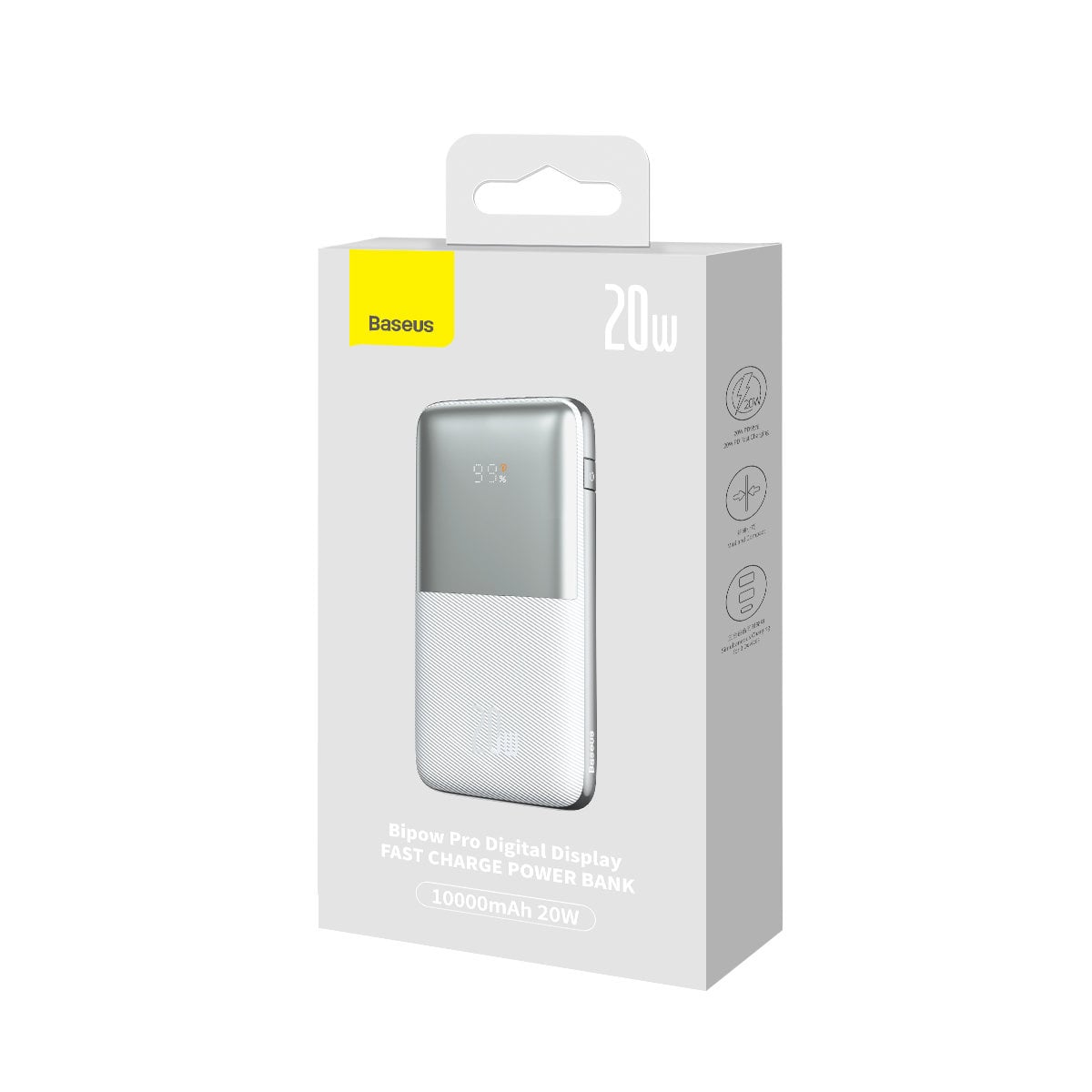 Baseus Pro powerbank 10000mAh 20W + USB - Type C 3A 0.3m kábel fehér (PPBD040202)-8