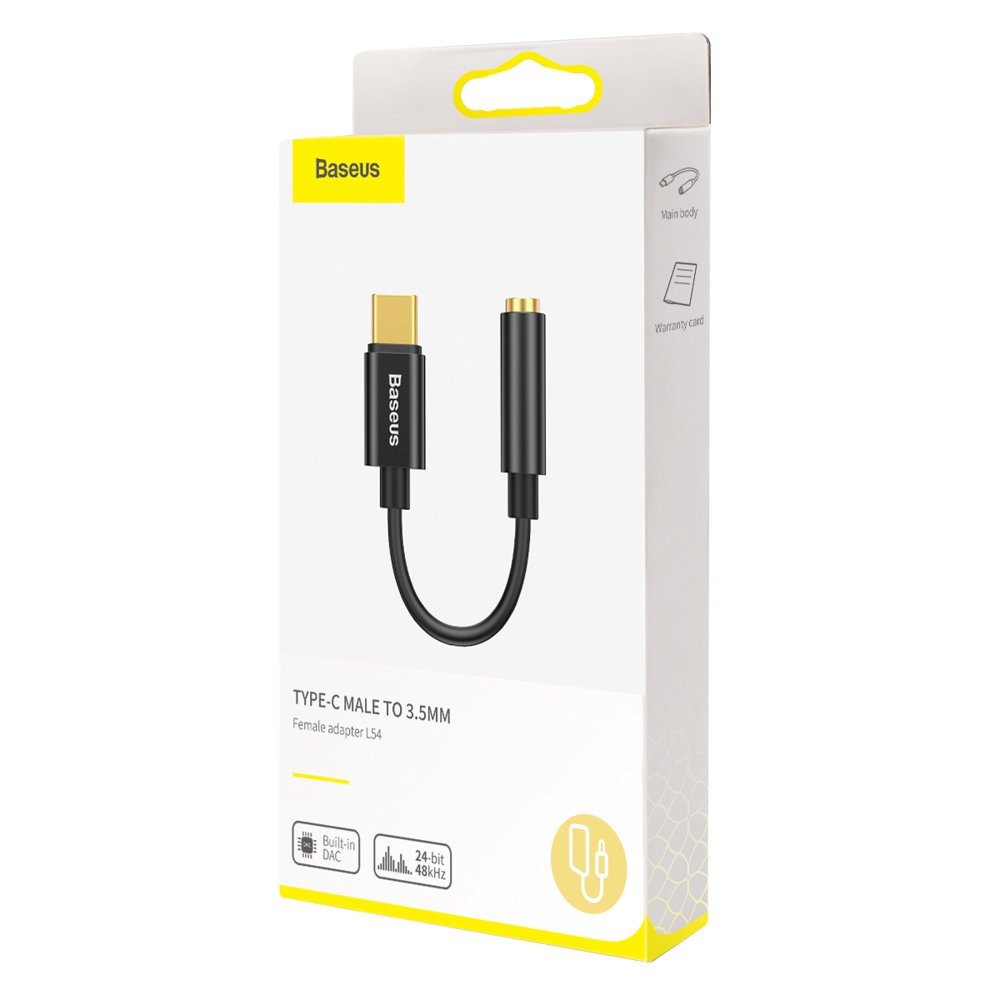 Baseus L54 USB-C/ 3.5 mm átalakító adapter fekete DAC-12
