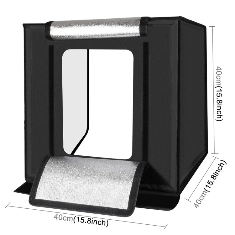 PULUZ fotódoboz, tárgysátor 40x40cm 6db háttérrel, állítható fényerővel fekete (PU5040EU)-2