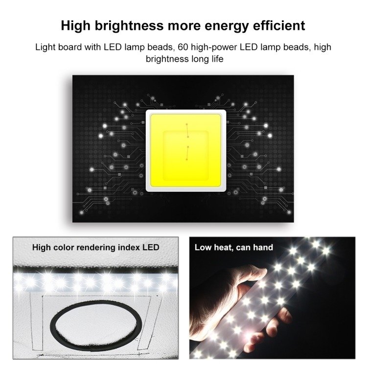 PULUZ fotódoboz, tárgysátor 40x40cm 6db háttérrel, állítható fényerővel fekete (PU5040EU)-7