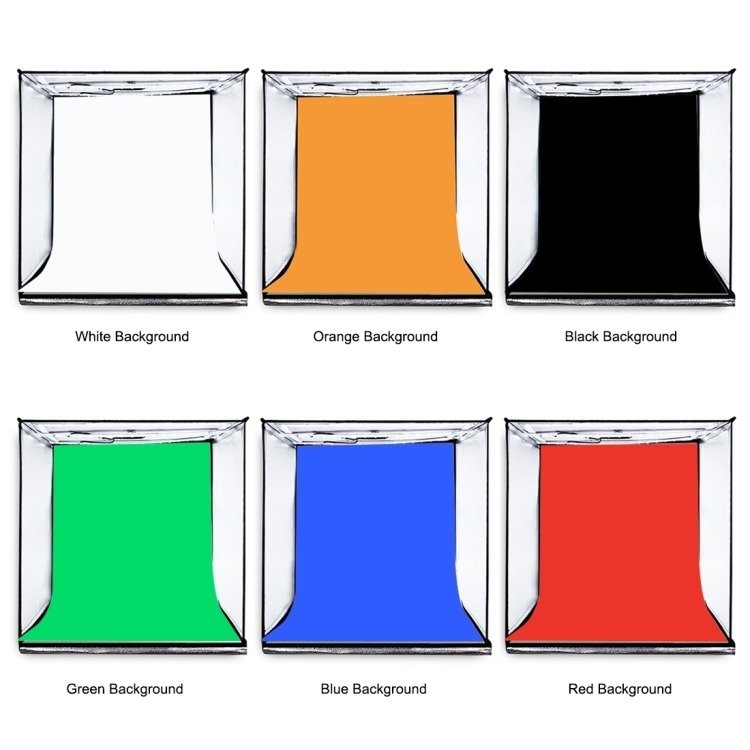 PULUZ fotódoboz, tárgysátor 40x40cm 6db háttérrel, állítható fényerővel fekete (PU5040EU)-8