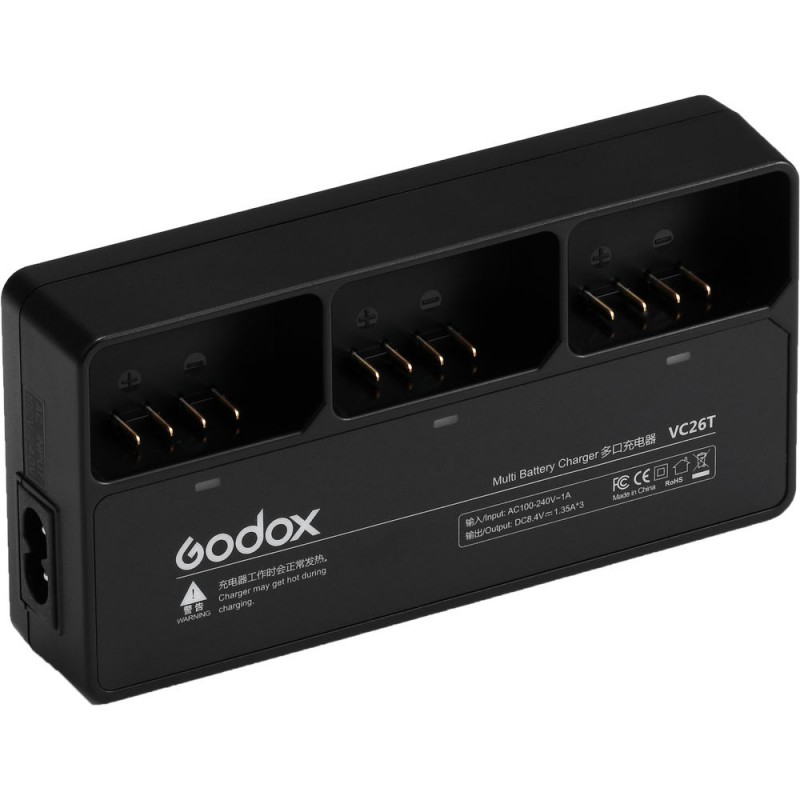 Godox VC26T három foglalatos akkumulátor töltő VB26 akkumulátorhoz (V1 vakuhoz)-1