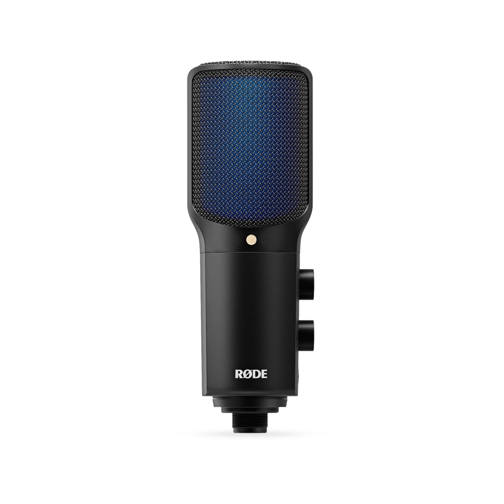 RODE NT-USB+ professzionális kondenzátor USB mikrofon fejhallgató erősítővel, pop-filterrel és asztali állvánnyal, DSP, Connect and Central SW-1