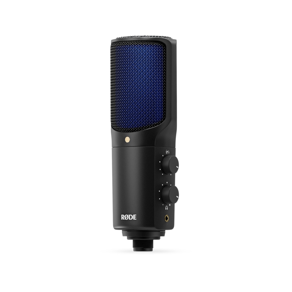 RODE NT-USB+ professzionális kondenzátor USB mikrofon fejhallgató erősítővel, pop-filterrel és asztali állvánnyal, DSP, Connect and Central SW-6