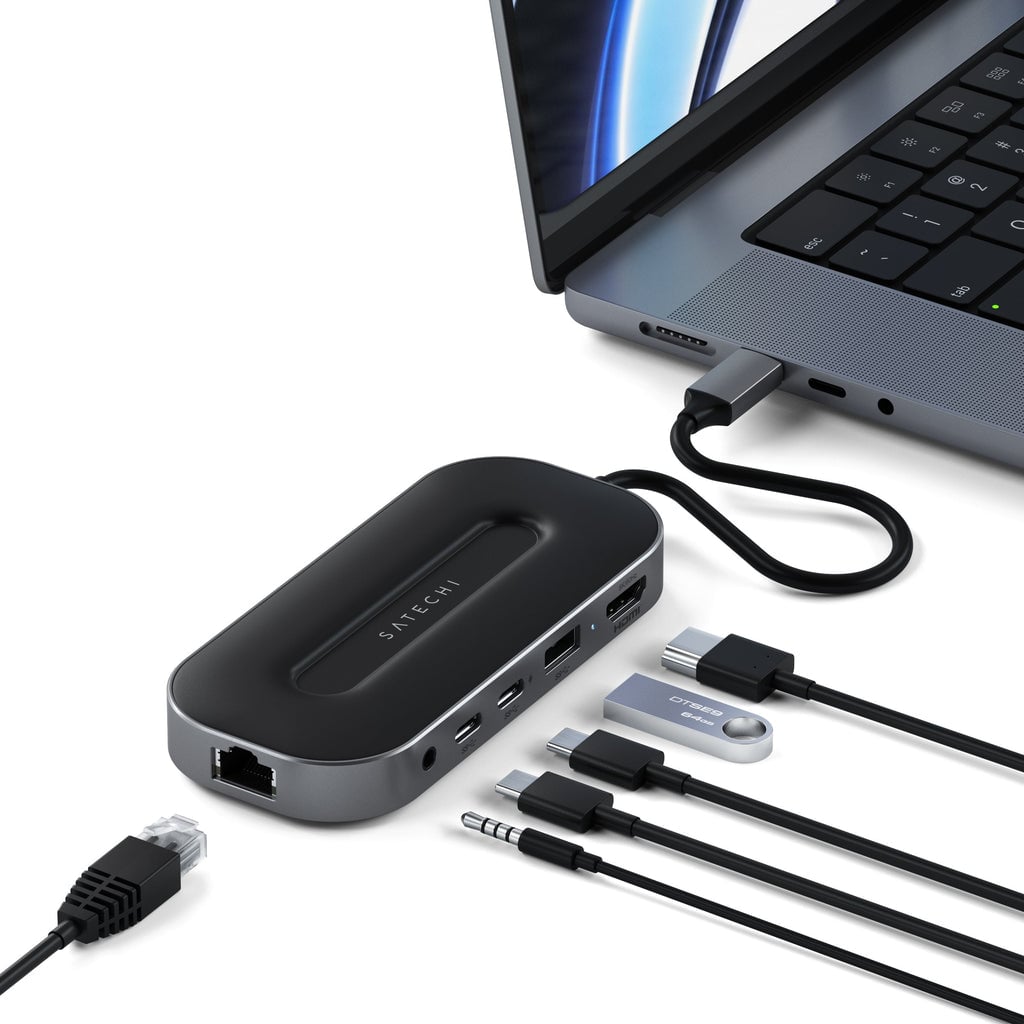 Satechi USB-4 többportos adapter, HUB elosztó W2.5G Ethernet (1xHDMI2.1, 1xUSB-A, 2x USB-C, Audio 3.5mm, Ethernet) - fekete (ST-U4MGEM)-7