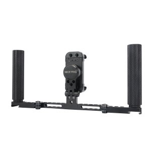NICEYRIG összecsukható fém Smartphone Video Rig dupla fogantyúval, vakupapucs foglalatokkal (521)