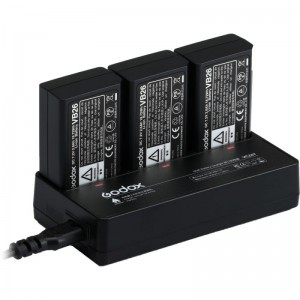 Godox VC26T három foglalatos akkumulátor töltő VB26 akkumulátorhoz (V1 vakuhoz)
