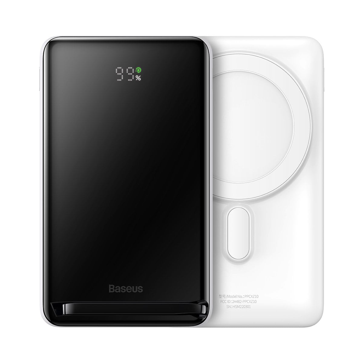 Baseus Magnetic Bracket MagSafe powerbank 10000mAh 20W Overseas Edition fehér (PPCX000202) + USB Type C kábel Baseus Xiaobai Series 60W 0,5m-0