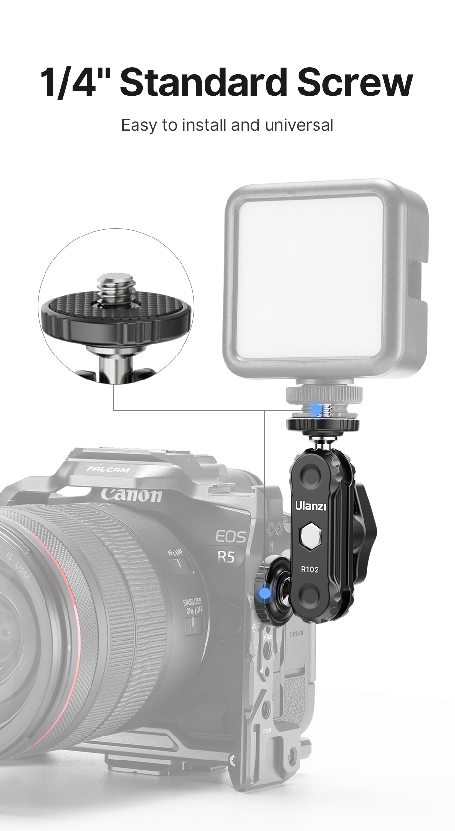 ULANZI R102 Kit dupla gömbfejes Magic Arm 1/4-es csatlakozással (2db) (3059)-15