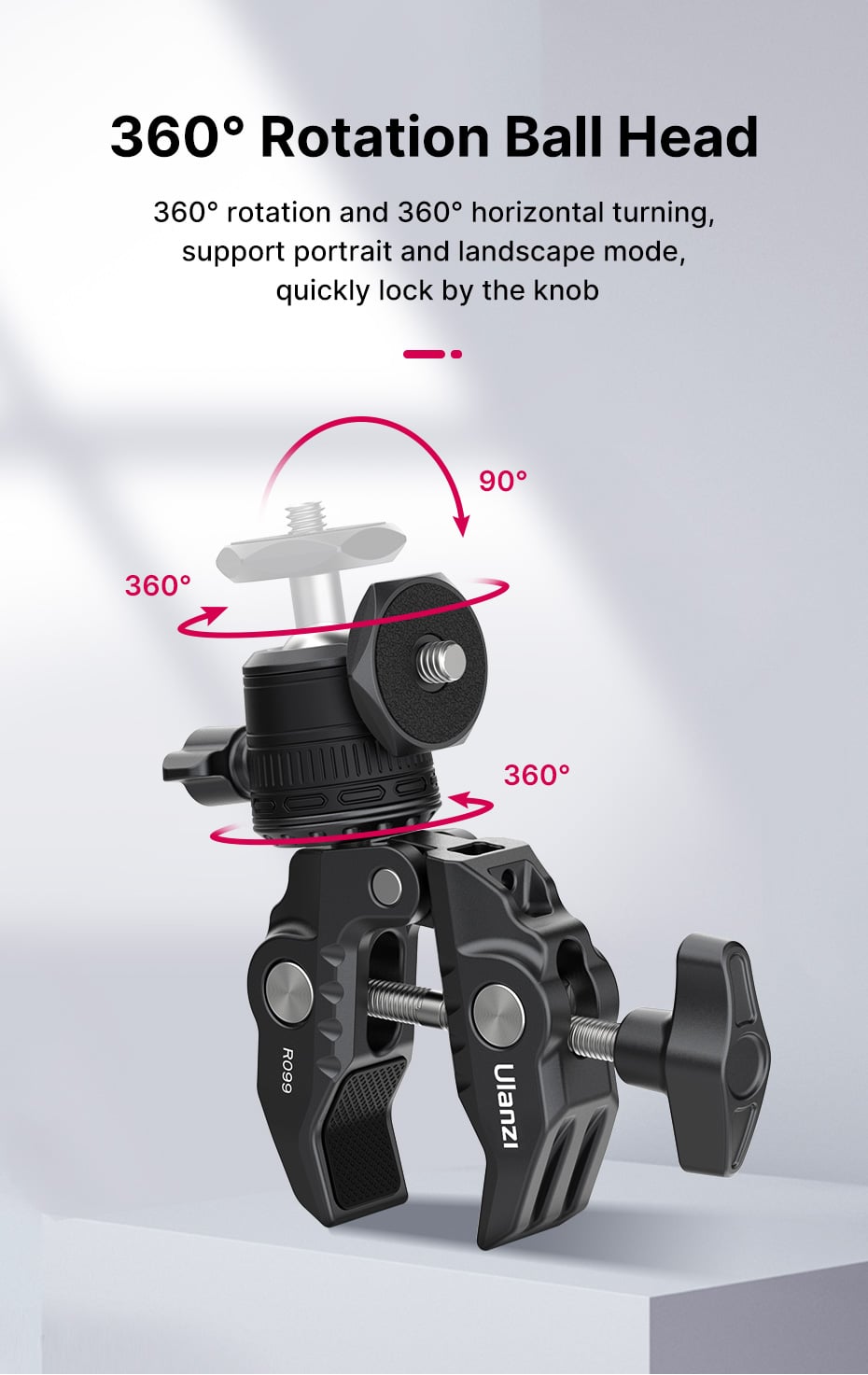 ULANZI R099 super clamp, rögzítő satu gömbfejjel (2993)-3