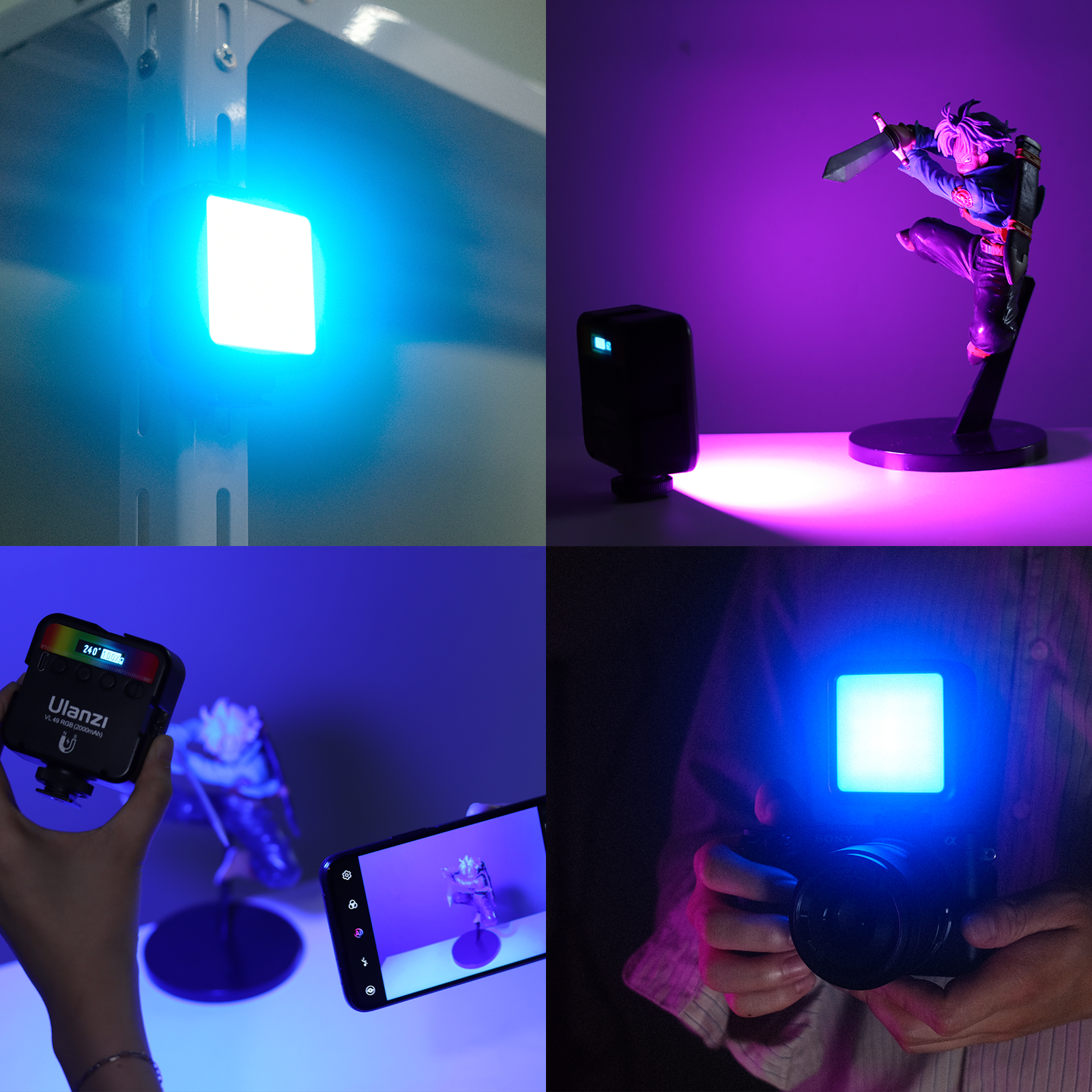 ULANZI VL49 RGB LED lámpa, videólámpa beépített akkumulátorral fekete (2287)-3