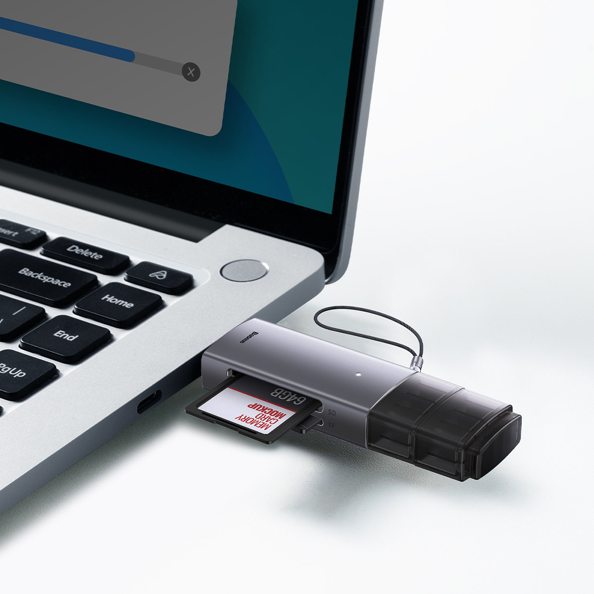 Baseus Lite sorozatú USB-A és Type-C-SD/TF kártyaolvasó szürke-4
