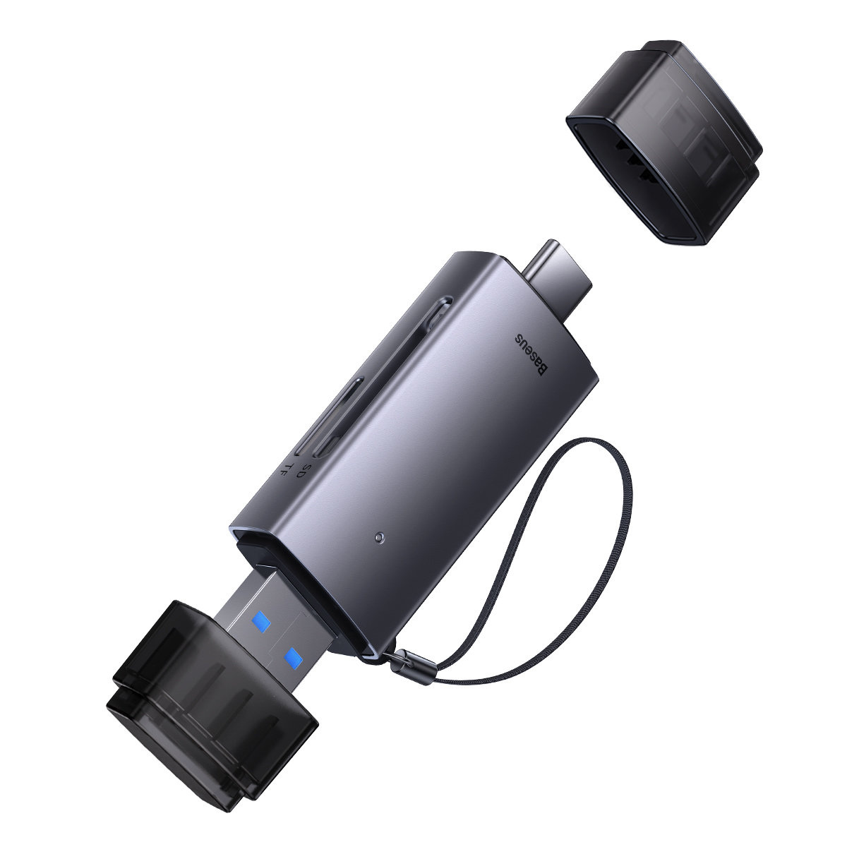 Baseus Lite sorozatú USB-A és Type-C-SD/TF kártyaolvasó szürke-3