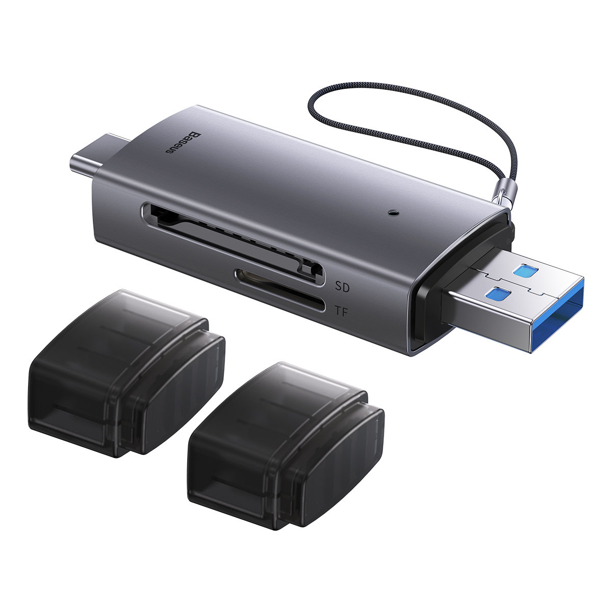 Baseus Lite sorozatú USB-A és Type-C-SD/TF kártyaolvasó szürke-7