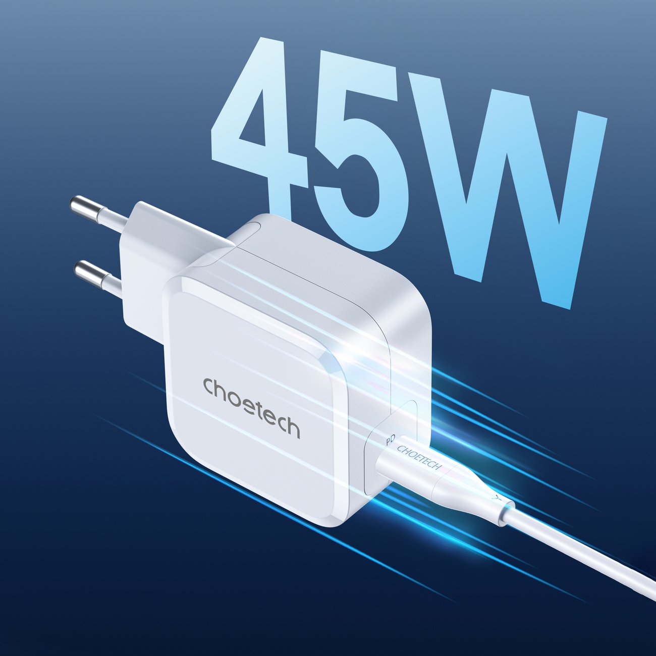 Choetech 45W PD8007 gyorstöltő fali adapter PPS fehér-3