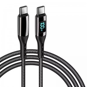 PD100W USB Type-C - USB Type-C kábel gyorstöltéssel, teljesítménykijelzéssel 1m, fekete