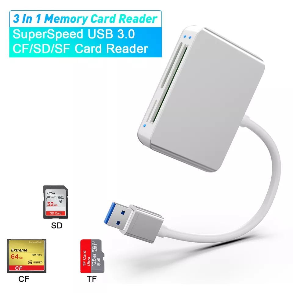 ROCKETEK USB 3.0 5Gbps memóriakártya olvasó CF / SD, microSD / TF (CR306-B)-1