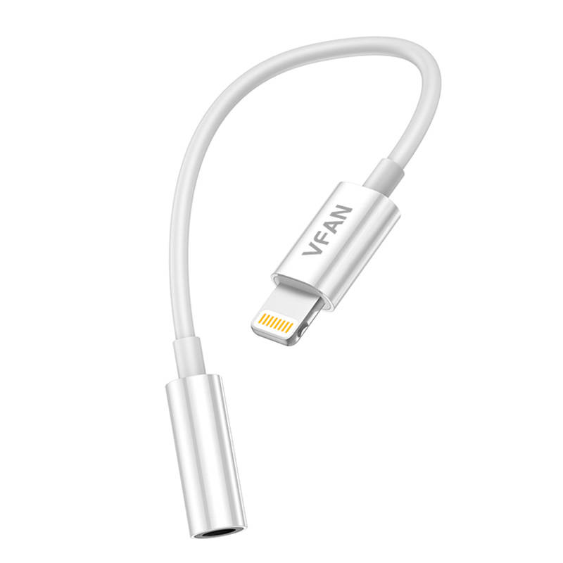 Vipfan L07 Lightning - mini jack 3.5mm-es AUX kábel, 10cm (fehér)-1