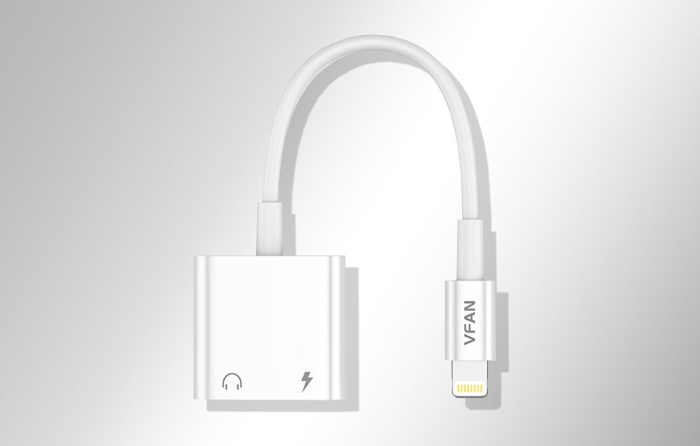 Vipfan L10 Lightning - Lightning + mini jack 3.5mm-es AUX kábel, 10cm (fehér)-3