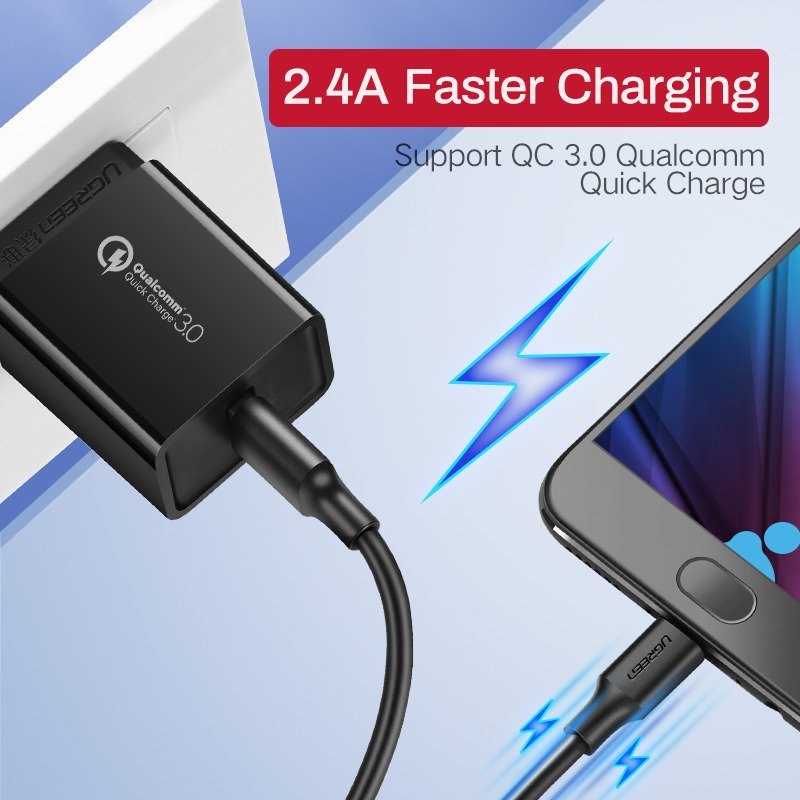 Ugreen USB-A – micro USB QC 3.0 2.4A 25cm fekete-6