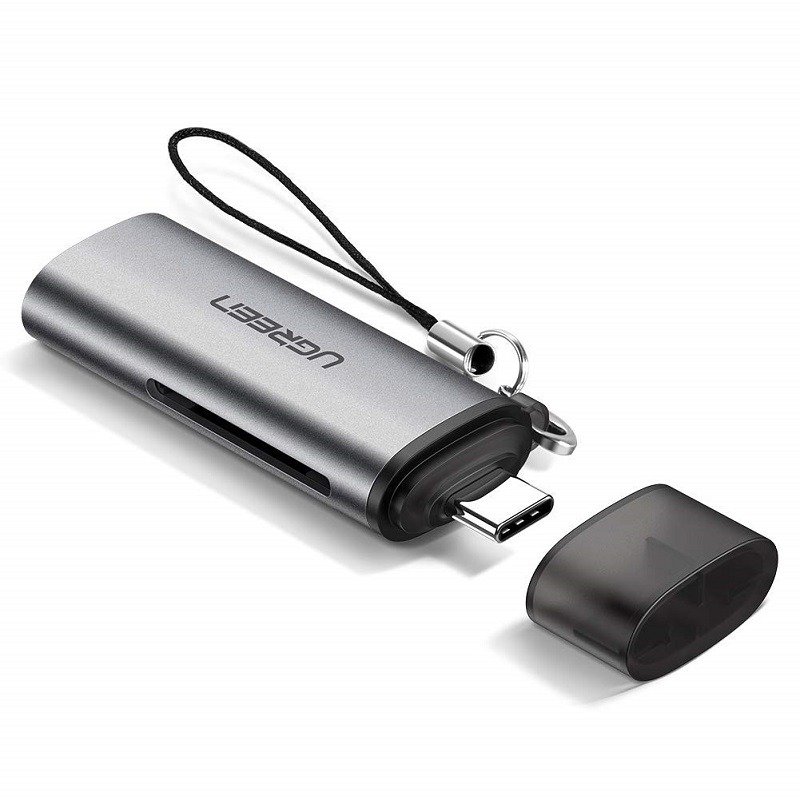 Ugreen 2 az 1-ben USB-C 3.1, microSD + SD kártyaolvasó (szürke)-0
