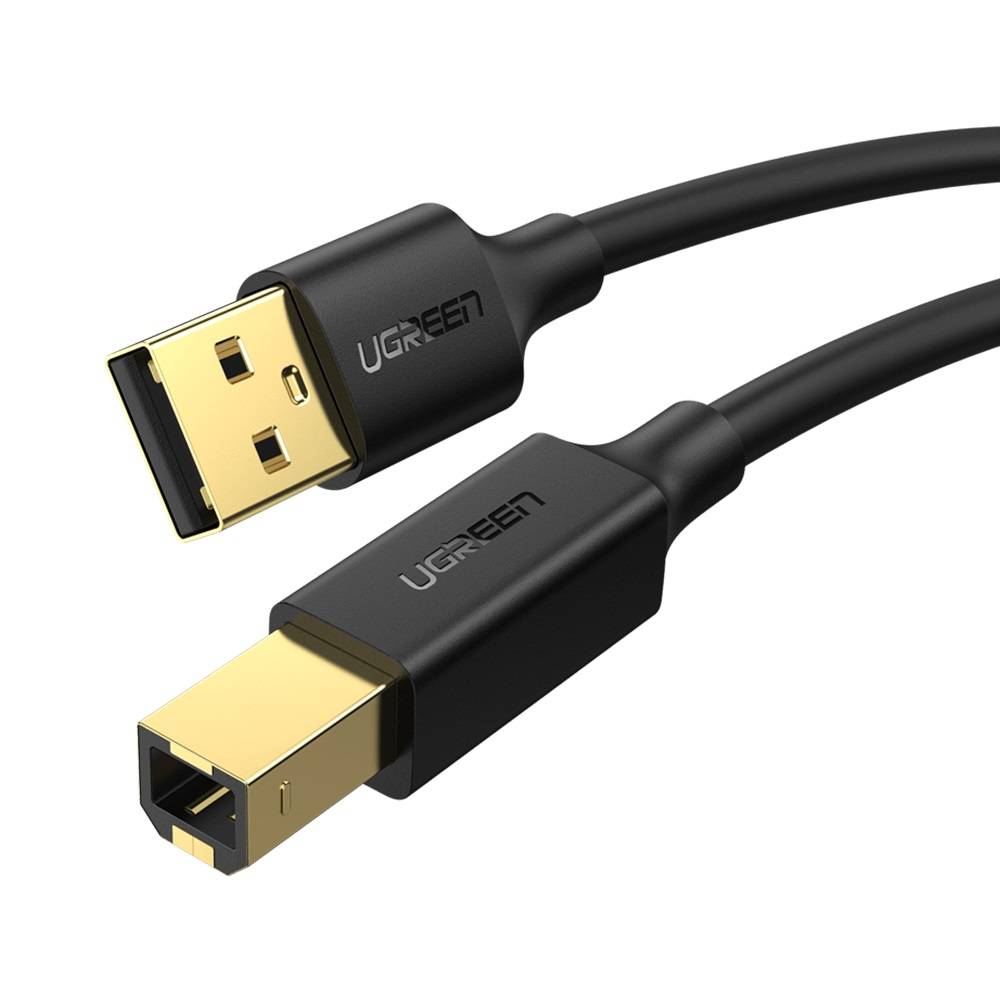 Ugreen US135 USB 2.0 AB nyomtató kábel, aranyozott, 5 m (fekete)-0