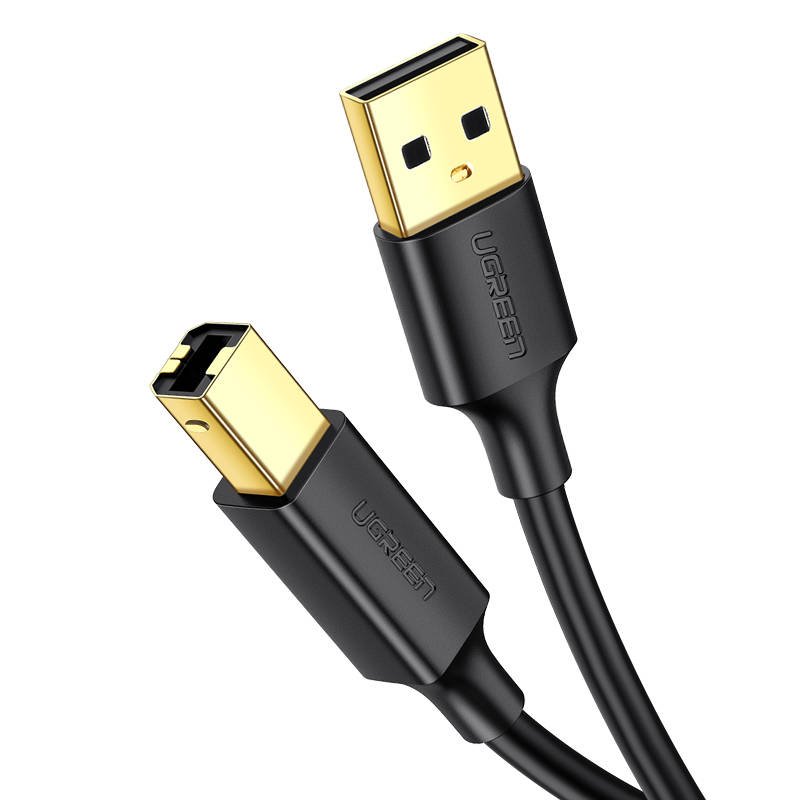 Ugreen US135 USB 2.0 AB nyomtató kábel, aranyozott, 5 m (fekete)-1