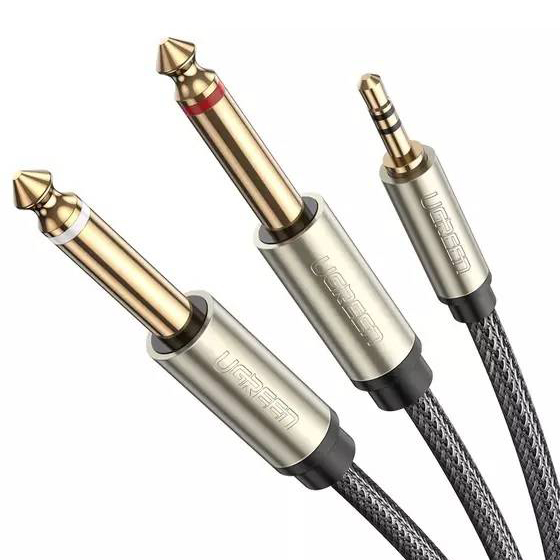 Ugreen AV126 3.5mm-es TRS kábel 2x TS 6.35mm - 3m (szürke)-0