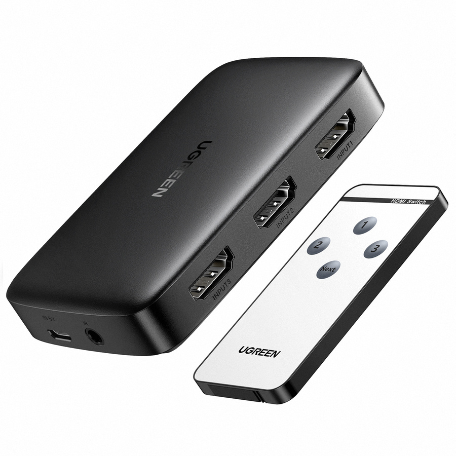 Ugreen CM332 3 az 1-ben HDMI kapcsoló 1.4, 4K, 30 Hz (fekete)-0