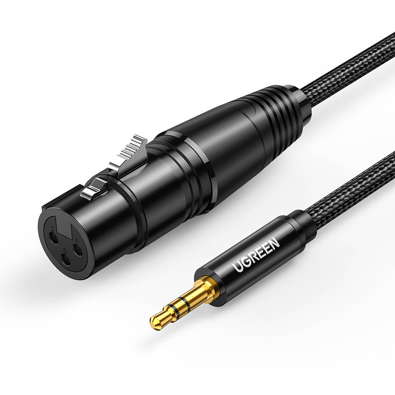 Ugreen AV182 XLR anya-3.5mm jack dugós kábel - 2 m (fekete)-0