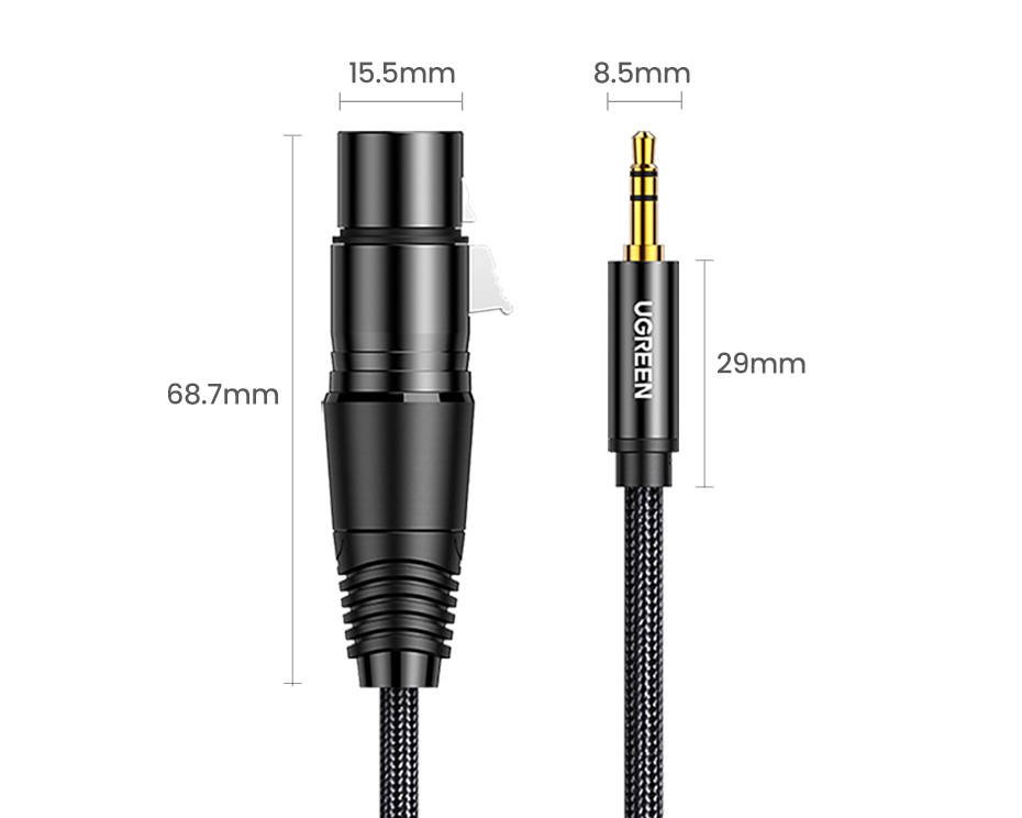 Ugreen AV182 XLR anya-3.5mm jack dugós kábel - 2 m (fekete)-1