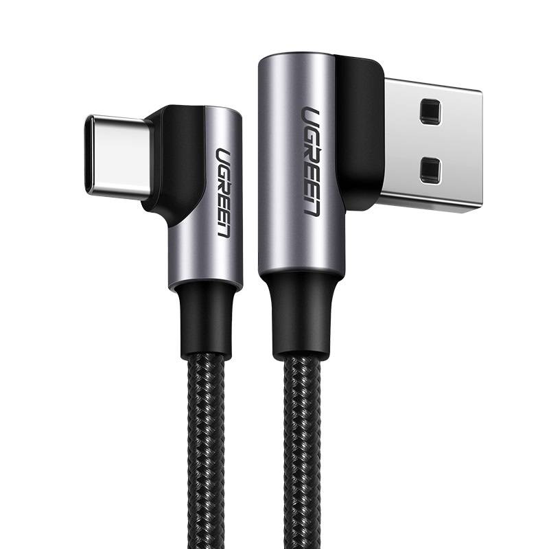 Ugreen US176 USB - USB-C kábel, 90 fokban döntött, 3A, 2m (fekete)-0