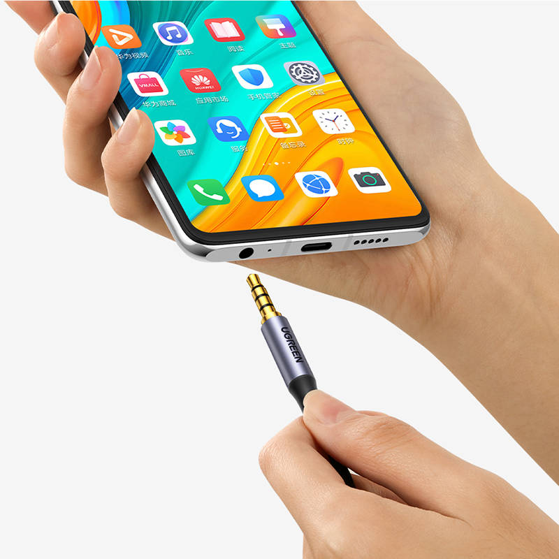 Ugreen AV183 Mini jack kábel 3.5 mm TRRS, AUX, 2m (fekete)-2