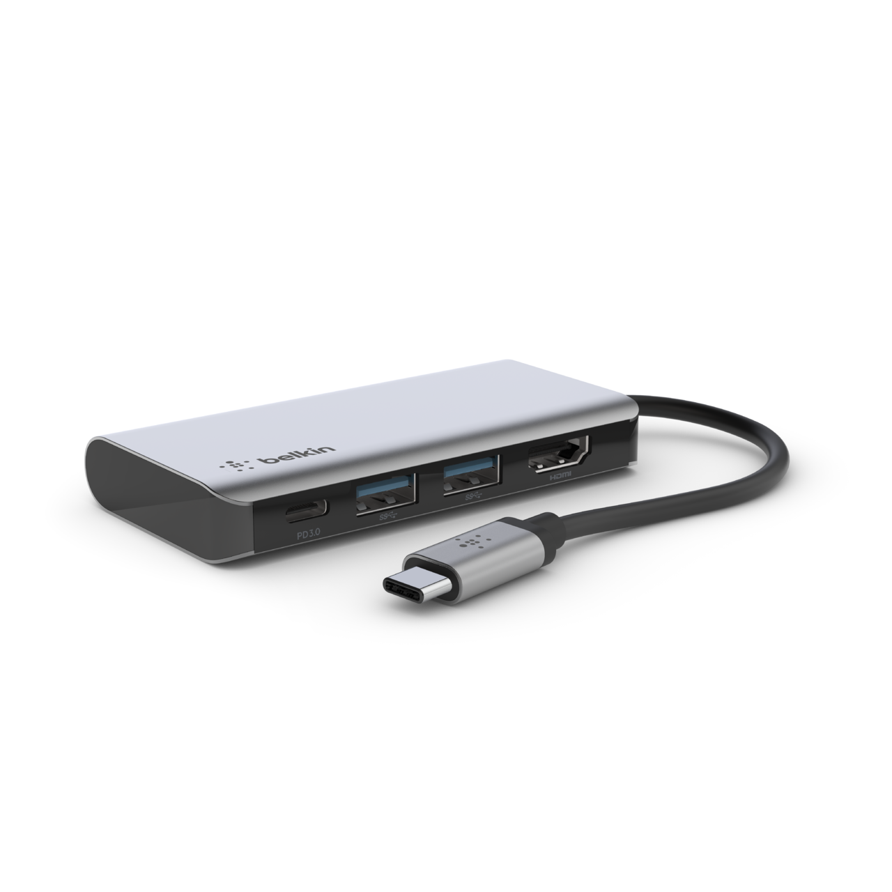 Belkin CONNECT USB-C 4 az 1-ben többportos adapter, HUB elosztó (AVC006btSGY) szürke-0