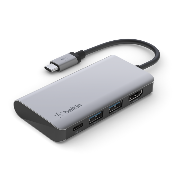 Belkin CONNECT USB-C 4 az 1-ben többportos adapter, HUB elosztó (AVC006btSGY) szürke-4