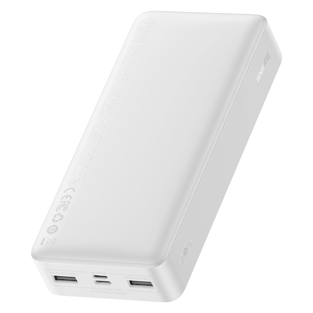 Baseus Bipow Power Bank 20000mAh 15W + USB-A - Micro USB 0,25m kábel fehér (PPBD050102)-2