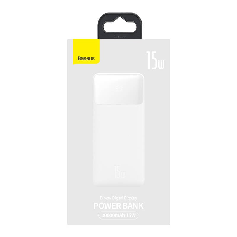 Baseus Bipow Powerbank, 30000mAh, 15W (fehér) (PPBD050202)-4