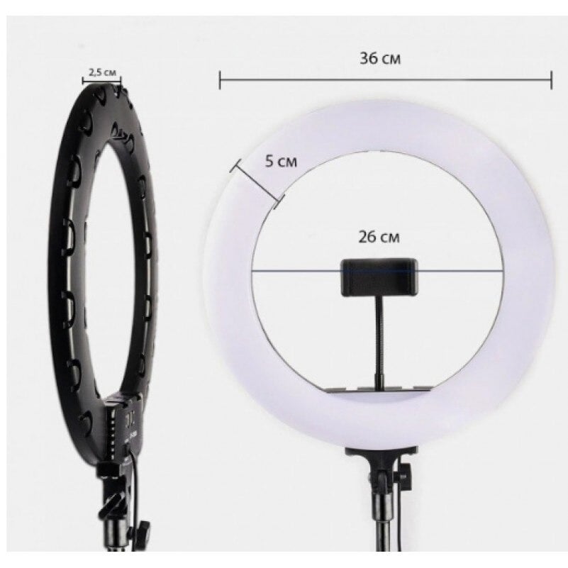 AL-360 30W LED körfény, körlámpa 36cm, 2700K-6500K, telefontartóval, távirányítóval, 2m állvánnyal-2