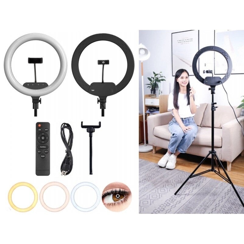 AL-360 30W LED körfény, körlámpa 36cm, 2700K-6500K, telefontartóval, távirányítóval, 2m állvánnyal-3