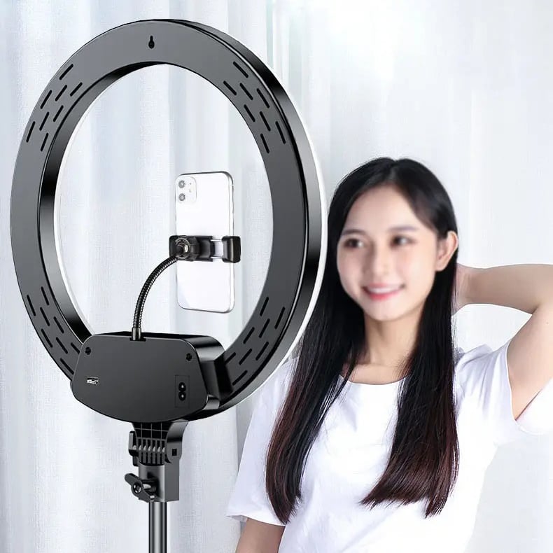 AL-360 30W LED körfény, körlámpa 36cm, 2700K-6500K, telefontartóval, távirányítóval, 2m állvánnyal-7