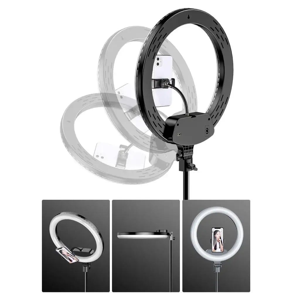 AL-360 30W LED körfény, körlámpa 36cm, 2700K-6500K, telefontartóval, távirányítóval, 2m állvánnyal-5
