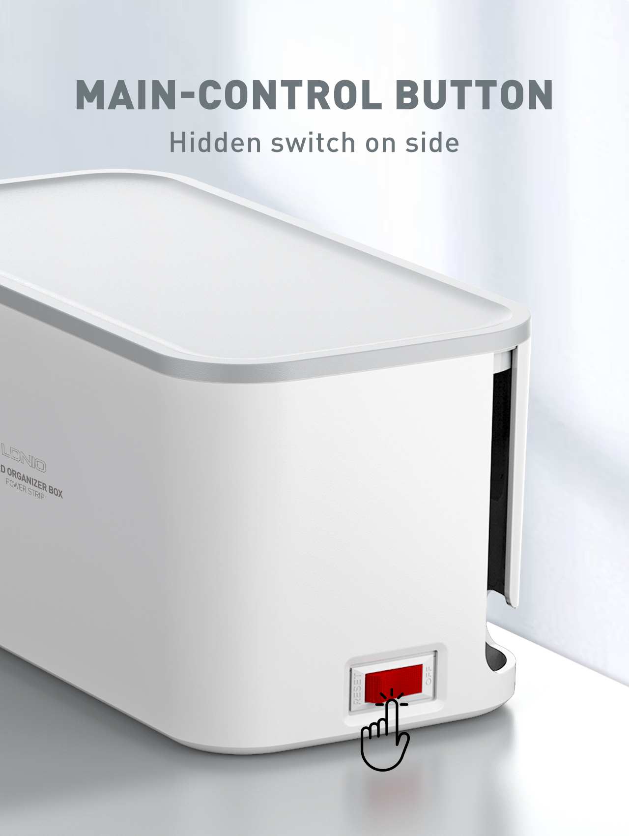 LDNIO SE5334/SC5309 hálózati elosztó 5 AC aljzattal, 3x USB, 2m fehér kábelrendező dobozzal-14
