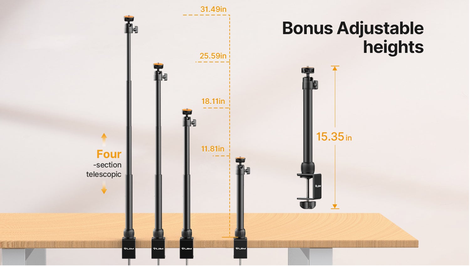 ULANZI VIJIM K22 teleszkópos asztali LED világítás streameléshez, vlogoláshoz távirányítóval 2500-9000K (2959)-8