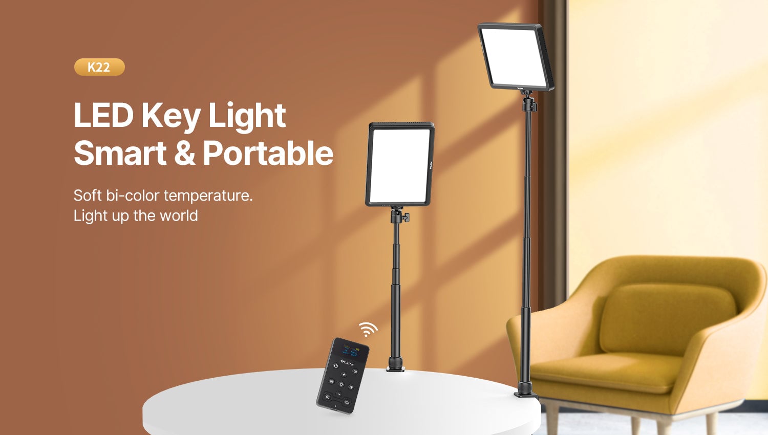 ULANZI VIJIM K22 teleszkópos asztali LED világítás streameléshez, vlogoláshoz távirányítóval 2500-9000K (2959)-5