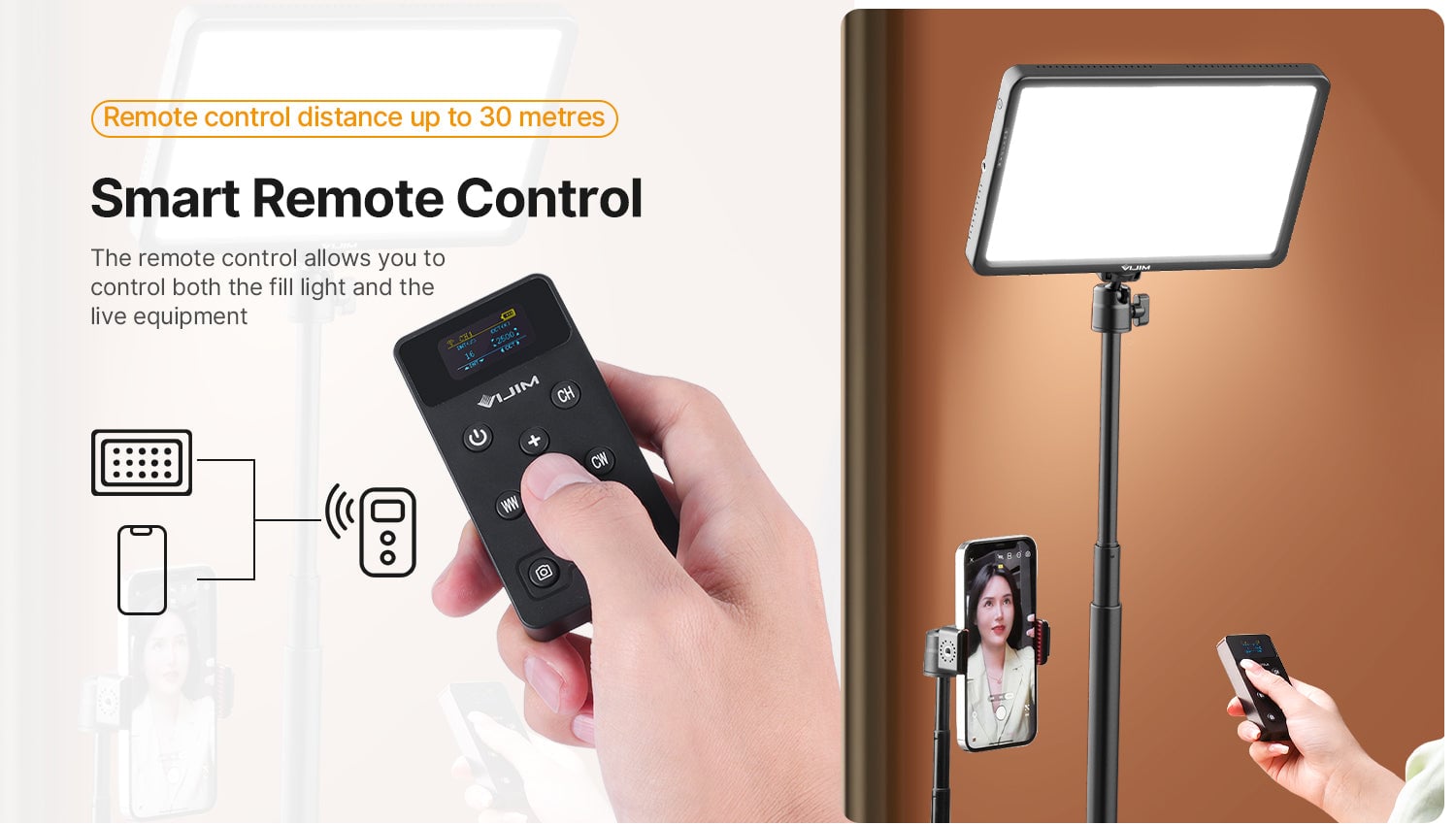 ULANZI VIJIM K22 teleszkópos asztali LED világítás streameléshez, vlogoláshoz távirányítóval 2500-9000K (2959)-11