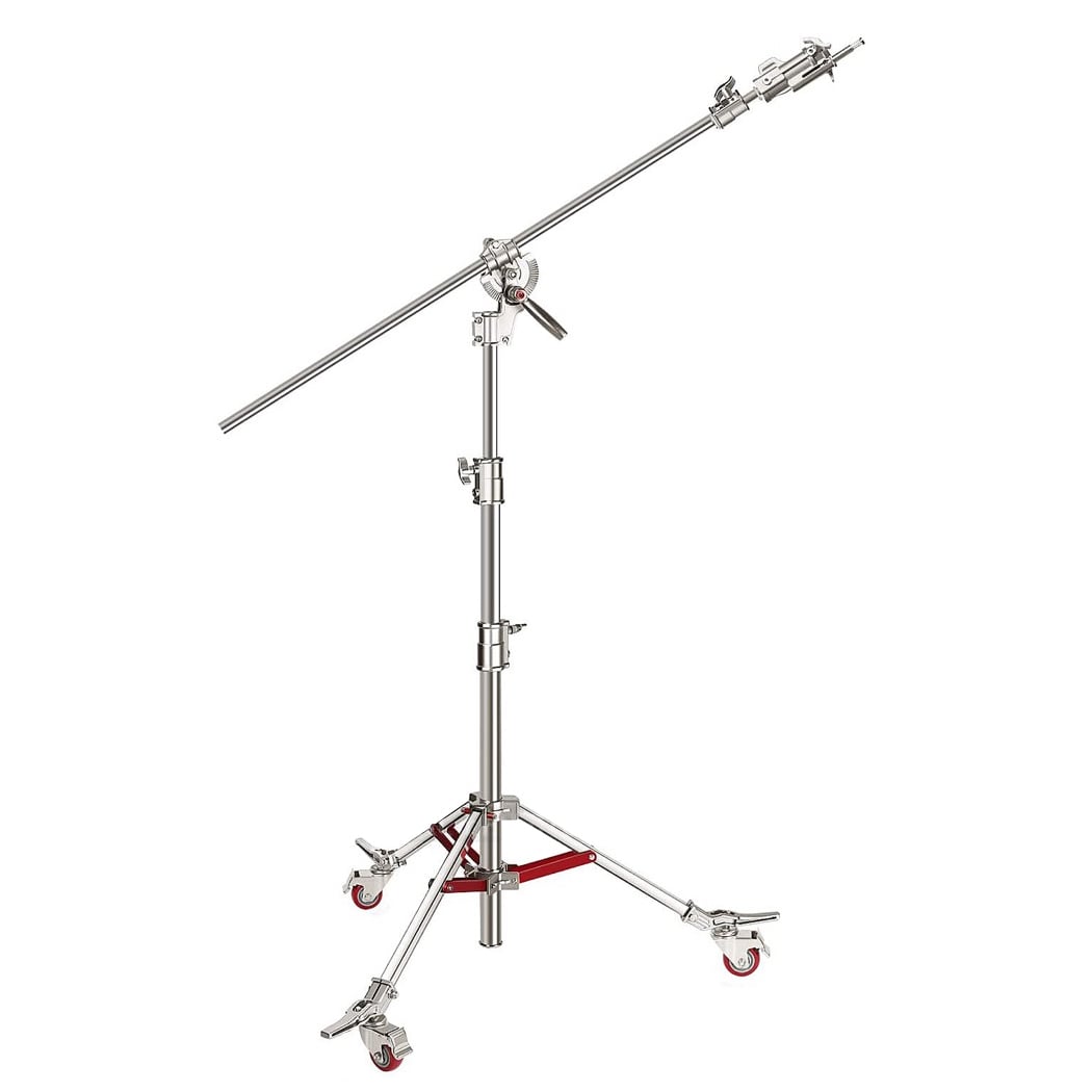 Boom stand rozsdamentes acél állvány fékezhető kerekekkel, homokzsákkal, 2.16m + 2.18m  (LTL440)-9