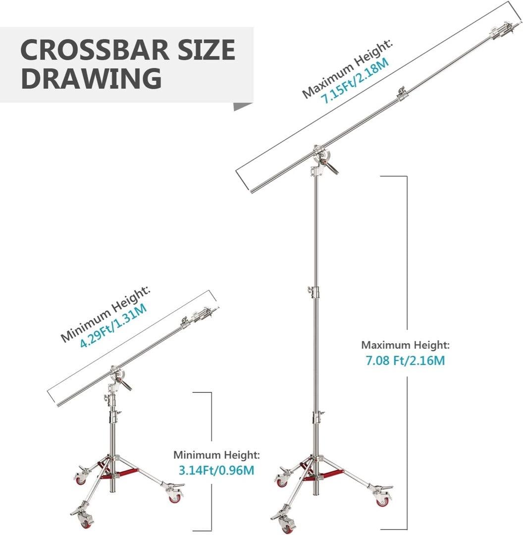 Boom stand rozsdamentes acél állvány fékezhető kerekekkel, homokzsákkal, 2.16m + 2.18m  (LTL440)-4
