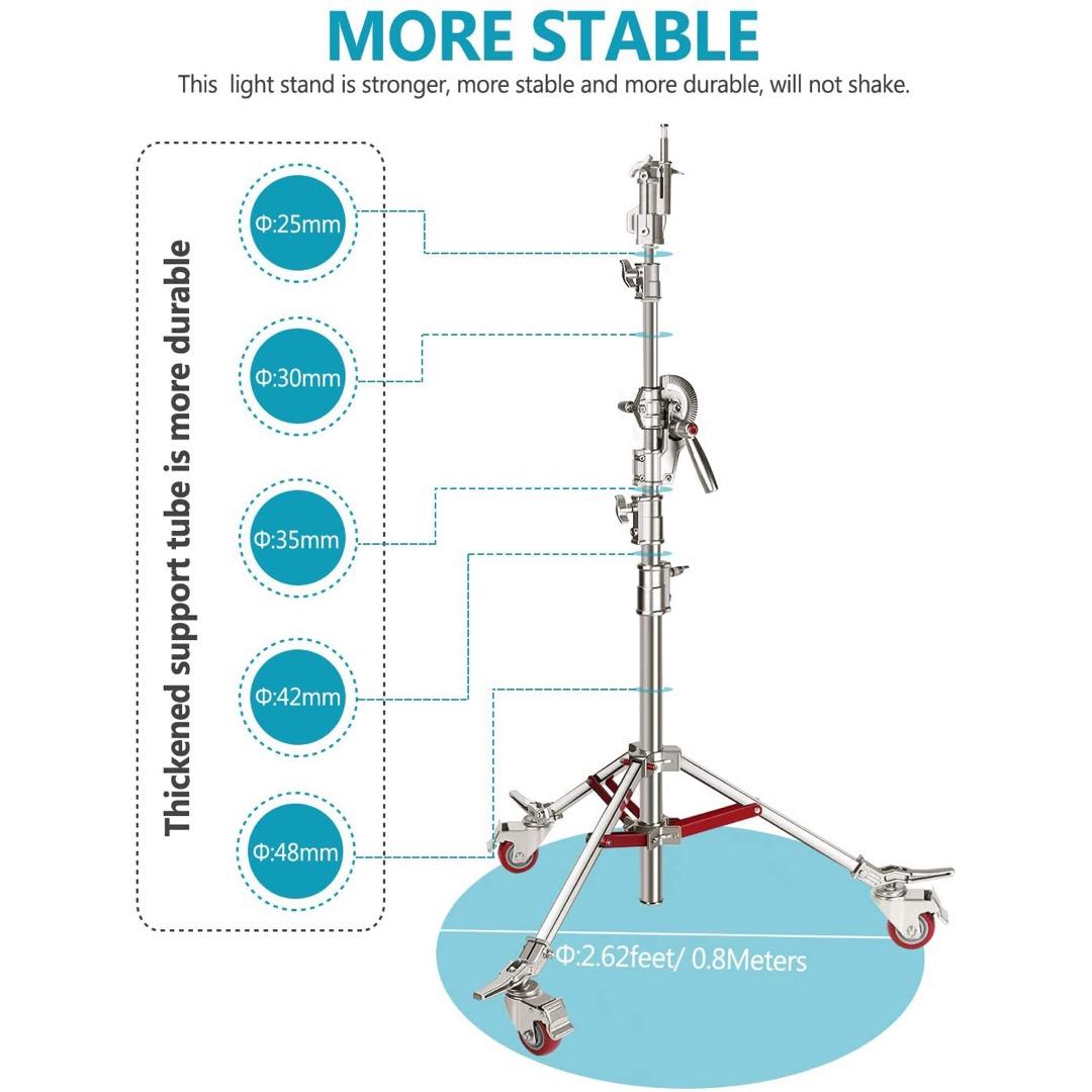Boom stand rozsdamentes acél állvány fékezhető kerekekkel, homokzsákkal, 2.16m + 2.18m  (LTL440)-8