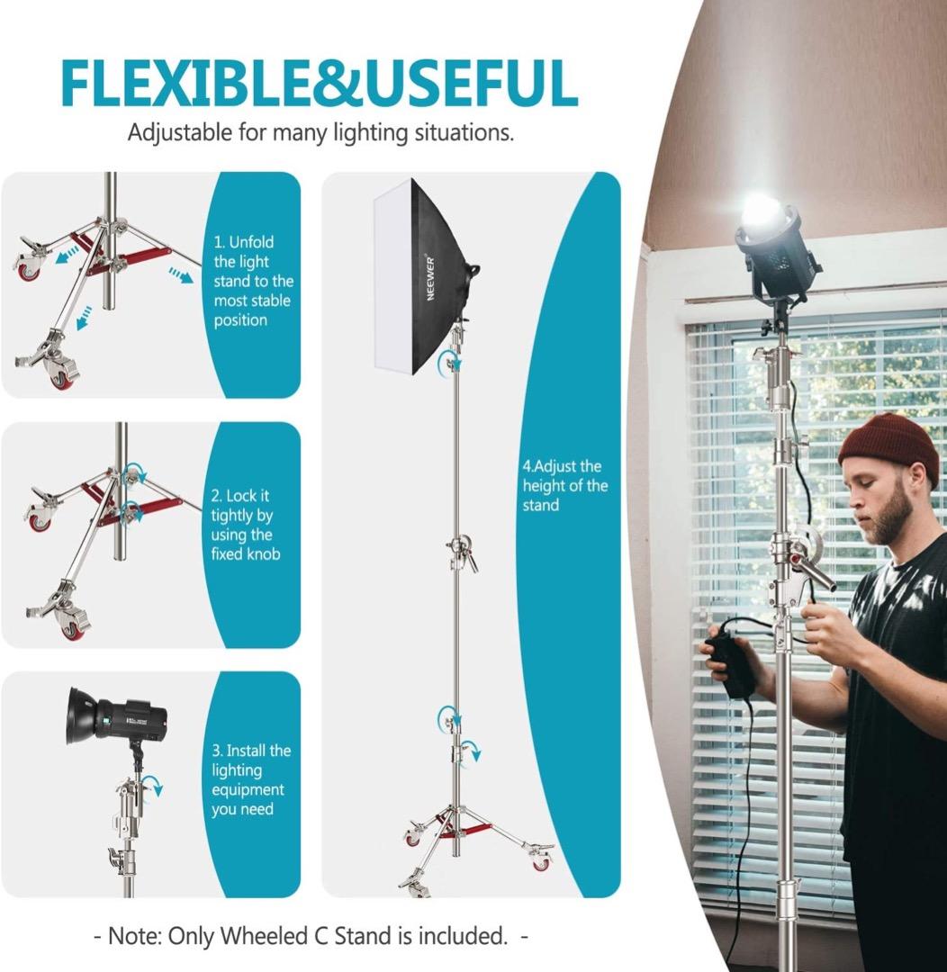 Boom stand rozsdamentes acél állvány fékezhető kerekekkel, homokzsákkal, 2.16m + 2.18m  (LTL440)-3