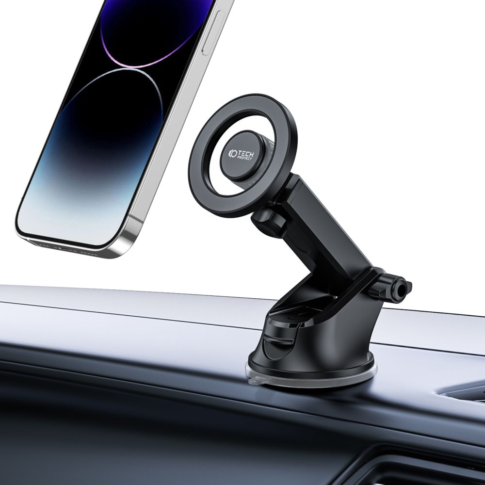 Tech-Protect N51 Műszerfalra és Szellőzőre Szerelhető MagSafe-es Autós Tartó fekete-2